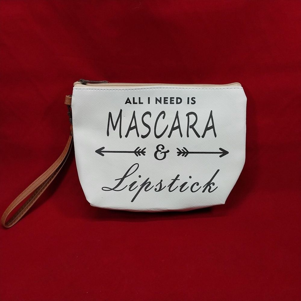 All I Need Is Mascara Zipper Makeup Bag Lightweight Versatile Clutch Wristlet